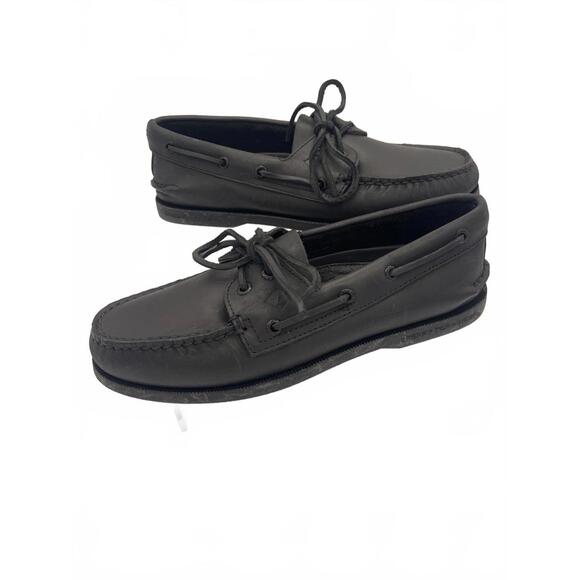 Sperry Classic Black Leather Boat Shoes Men's size 8.5 - Picture 1 of 6